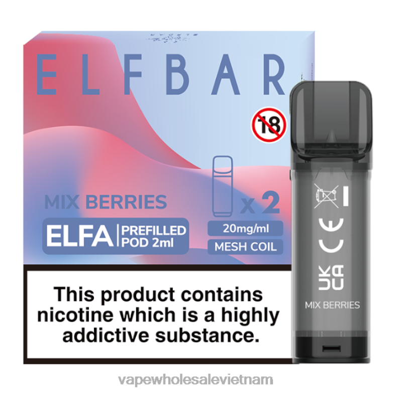 vietnamese vape 0PPFD339 trộn quả mọng ELFBAR Elfa vỏ đóng sẵn - 2ml - 20mg (2 gói)