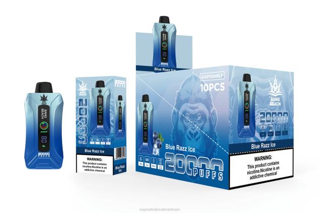 Bang Beach Vape màn hình thông minh 20000 nhát băng razz xanh Z048811 Vape Dùng Một Lần