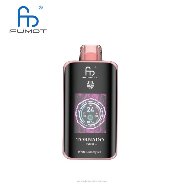 Fumot Tornado 25000 vape dùng một lần kẹo dẻo trắng L26H14 Thuốc La Điện Tử Pod