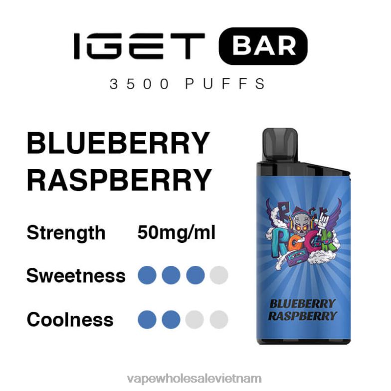 thuốc lá điện tử xlim 0PPFD92 mâm xôi việt quất IGET BAR 3500 5% nicotin
