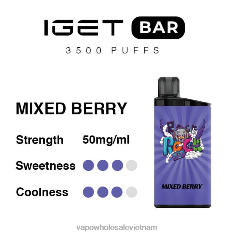thuốc la điện tử pod 0PPFD94 quả mọng hỗn hợp IGET BAR 3500 5% nicotin