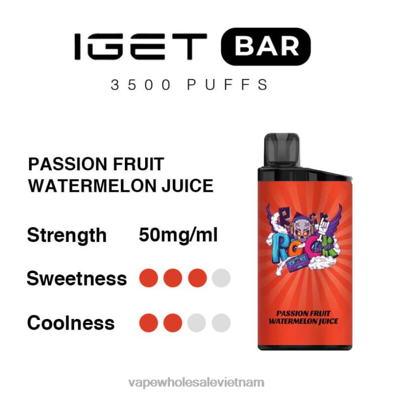 vape vietnam price 0PPFD97 nước ép dưa hấu chanh dây IGET BAR 3500 5% nicotin
