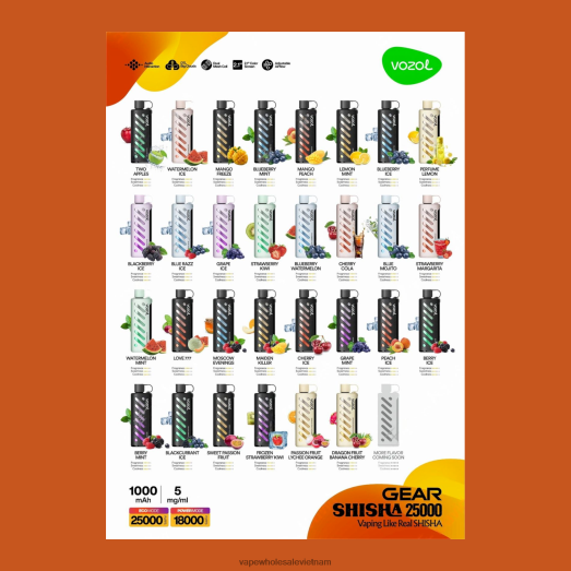 Vape Dùng Một Lần 4688B81 VOZOL thiết bị shisha 25000 đa
